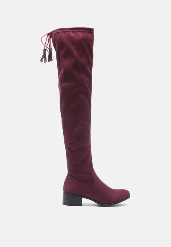 Nople Knee Boots With Drawstring - Glamourous Grace