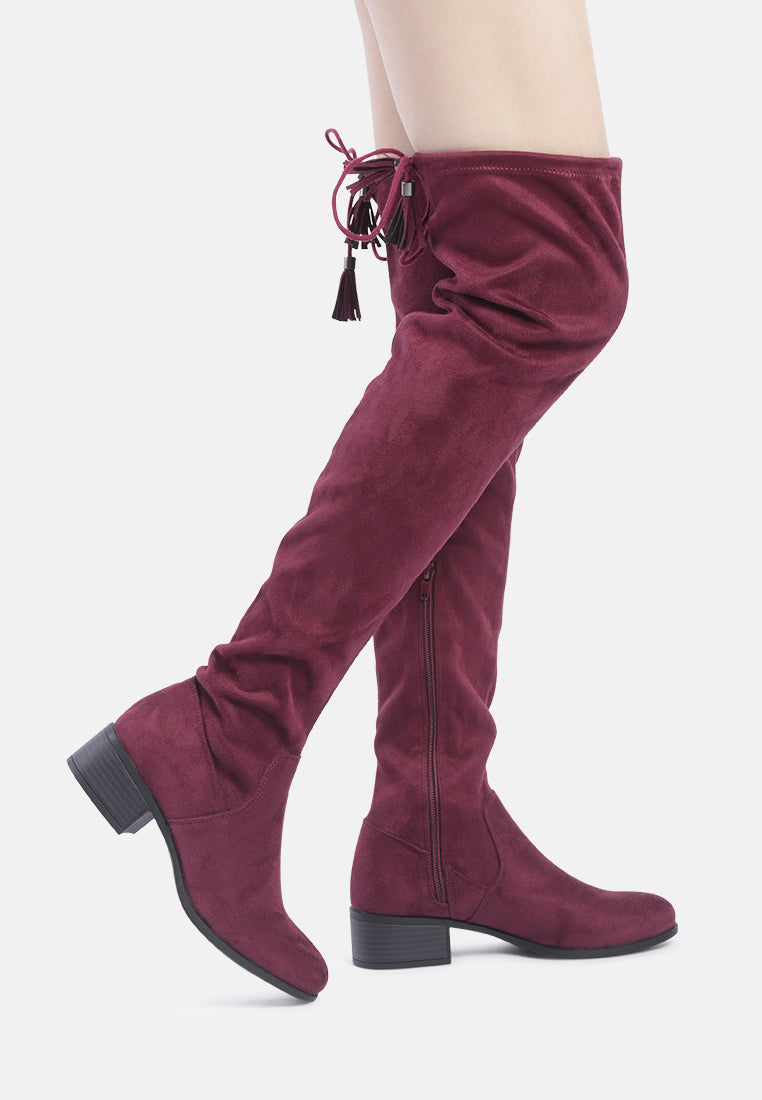 Nople Knee Boots With Drawstring - Glamourous Grace