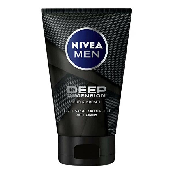 Nivea Men Deep Dimension Face and Beard Cleansing Gel - Charcoal Face Wash for Men, 3.38 fl oz - Glamourous Grace