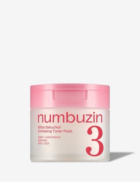 numbuzin No.3 Bifida Bakuchiol Exfoliating Toner Pads 190ml/70ea - Glamourous Grace