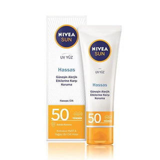 Nivea Sun Sensitive Skin Soothing Moisturizing Face Sunscreen Cream SPF 50 - Non-Greasy, Dermatologically Tested, 1.69 fl oz - Glamourous Grace