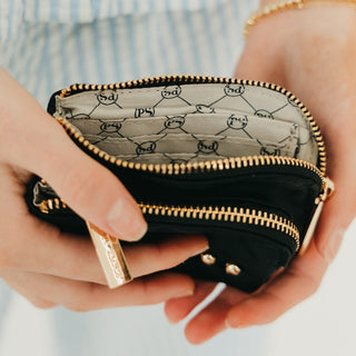 Nylon Cameron Double Zip Clippable Card Wallet
