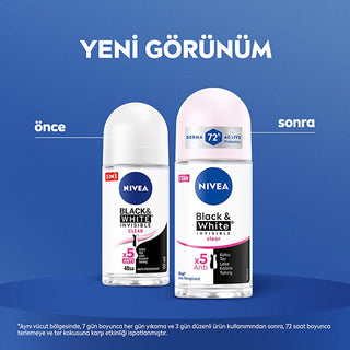 Nivea Women's Roll-On Deodorant Black & White Invisible Clear - Long Lasting Anti-Perspirant Protection - Glamourous Grace