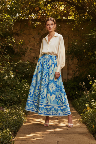 Ocean Whirl Midi Skirt