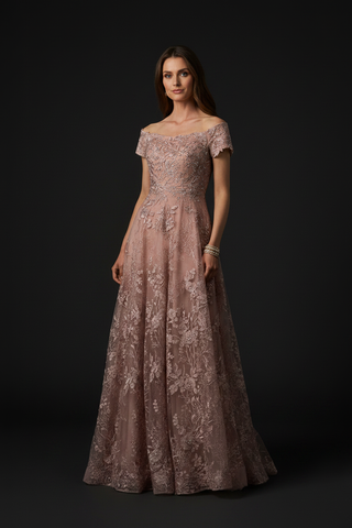 Off Shoulder A-Line Gown | Lara 29122 - Glamourous Grace