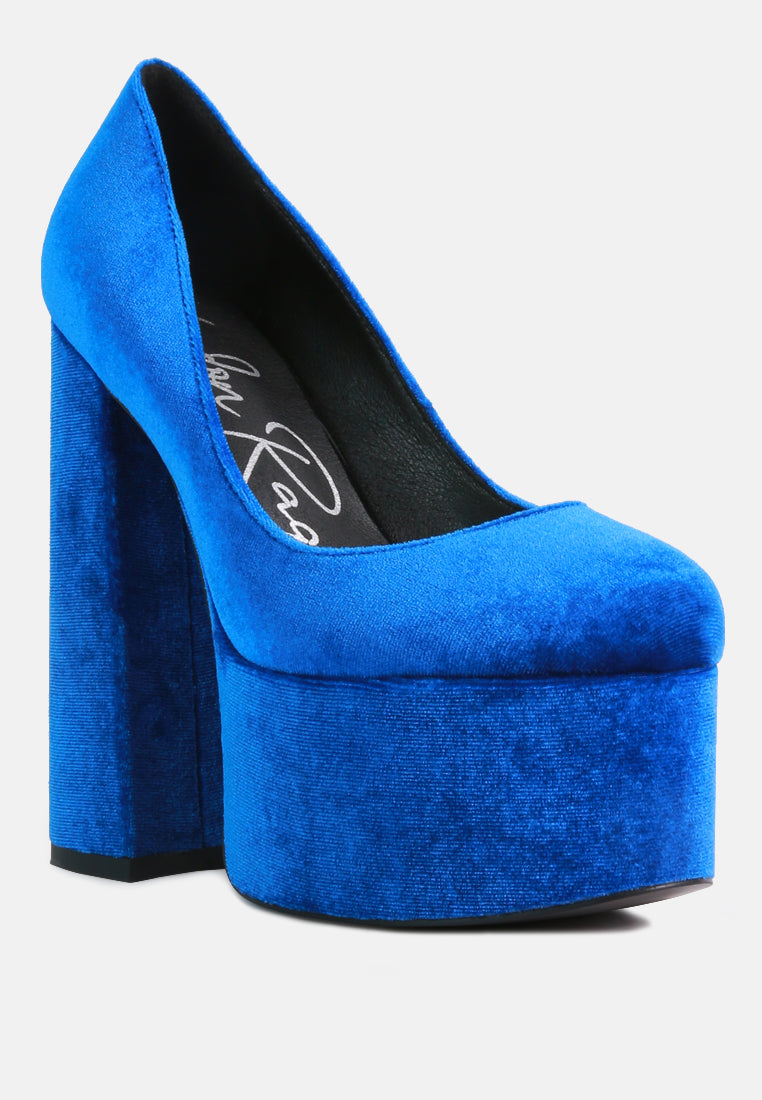 Old Novelty Platform Heel Velvet Pumps - Glamourous Grace