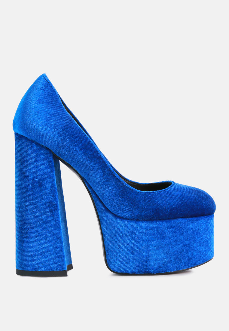 Old Novelty Platform Heel Velvet Pumps - Glamourous Grace