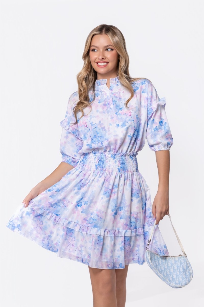 Olivia Dress 39" (Blue Flower) - Glamourous Grace