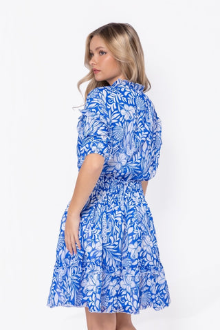 Olivia Dress 39" (Blue Pattern)