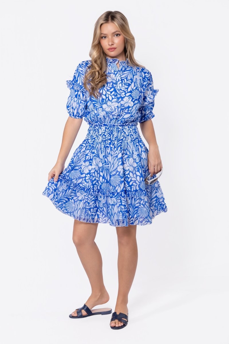Olivia Dress 39" (Blue Pattern)