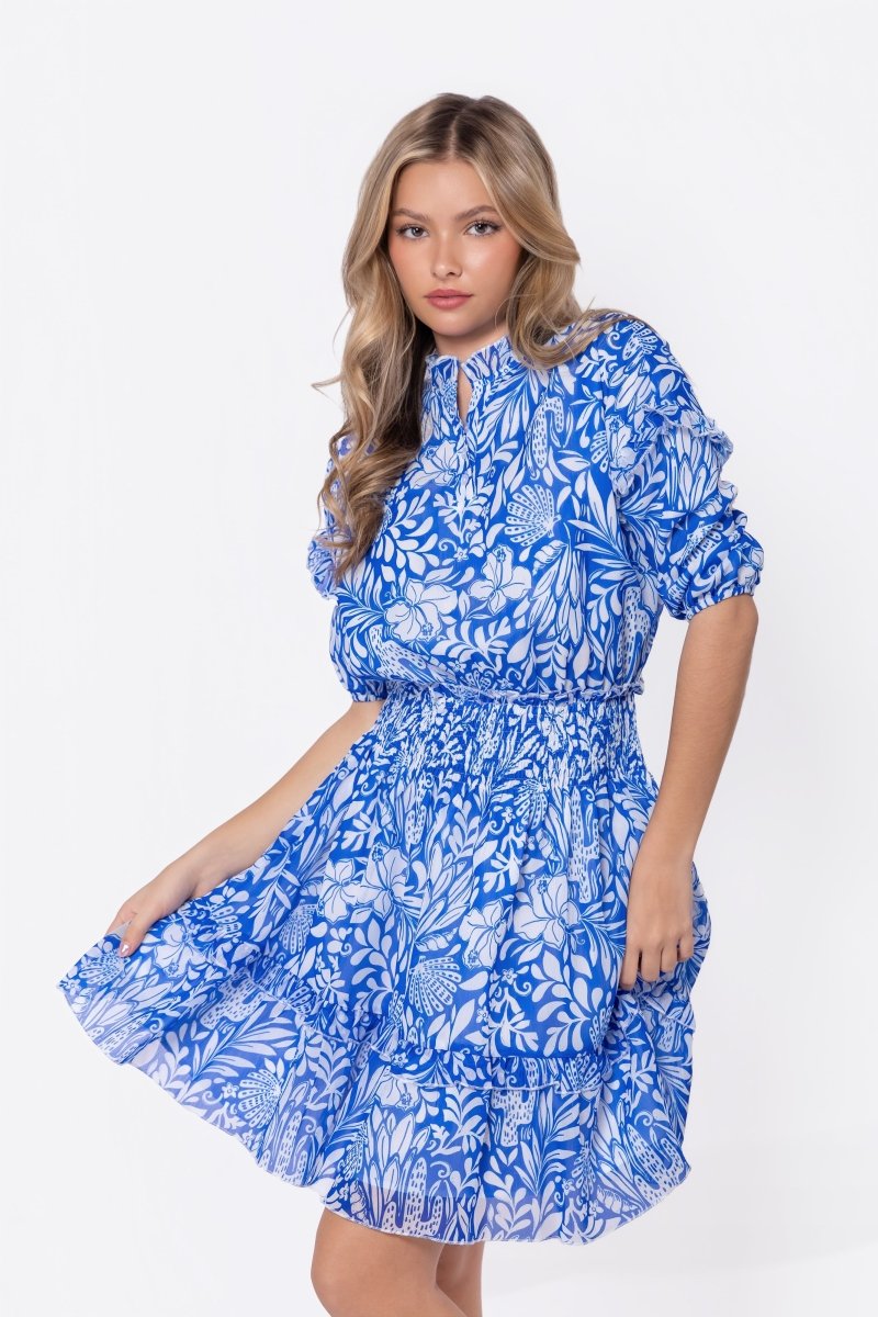 Olivia Dress 39" (Blue Pattern) - Glamourous Grace