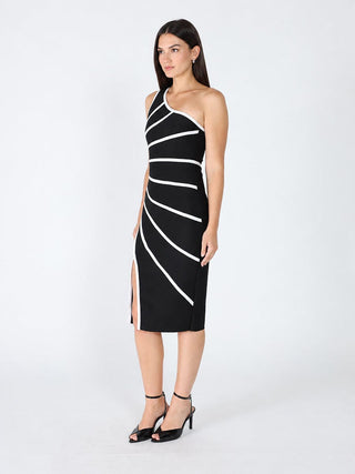 One Side Sleeve Bottom Slit Dress - Glamourous Grace