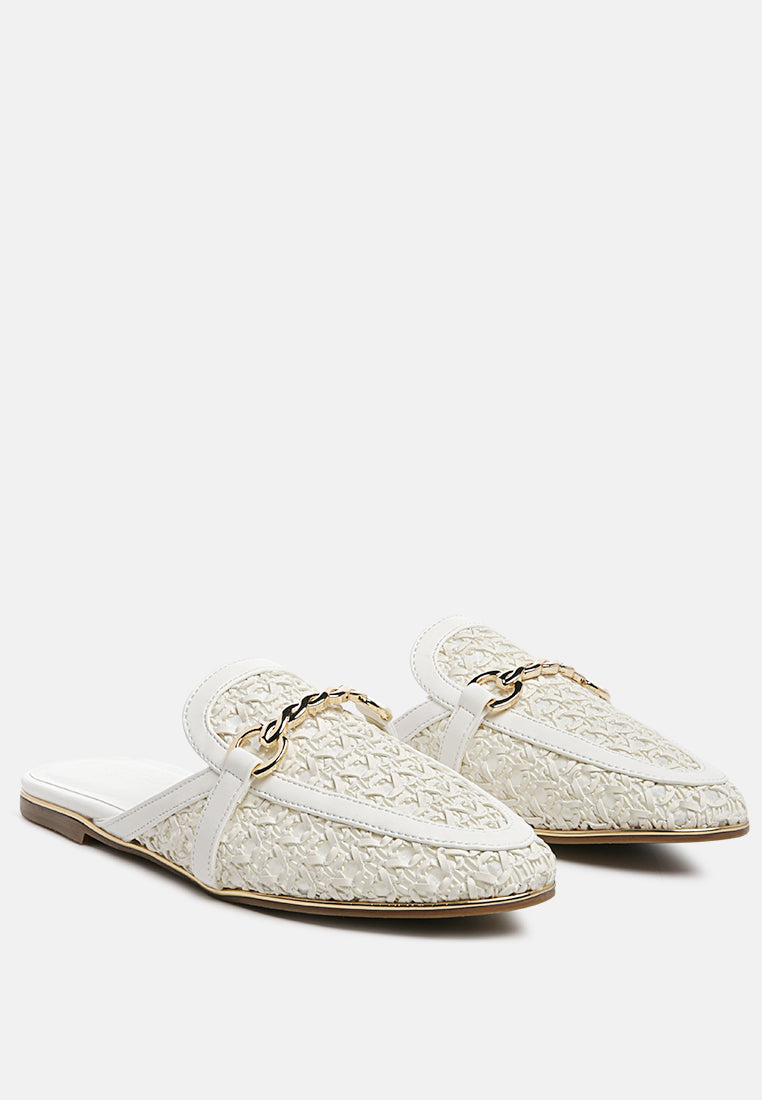 Ophelia Lattice Edge Woven Flat Mules - Glamourous Grace