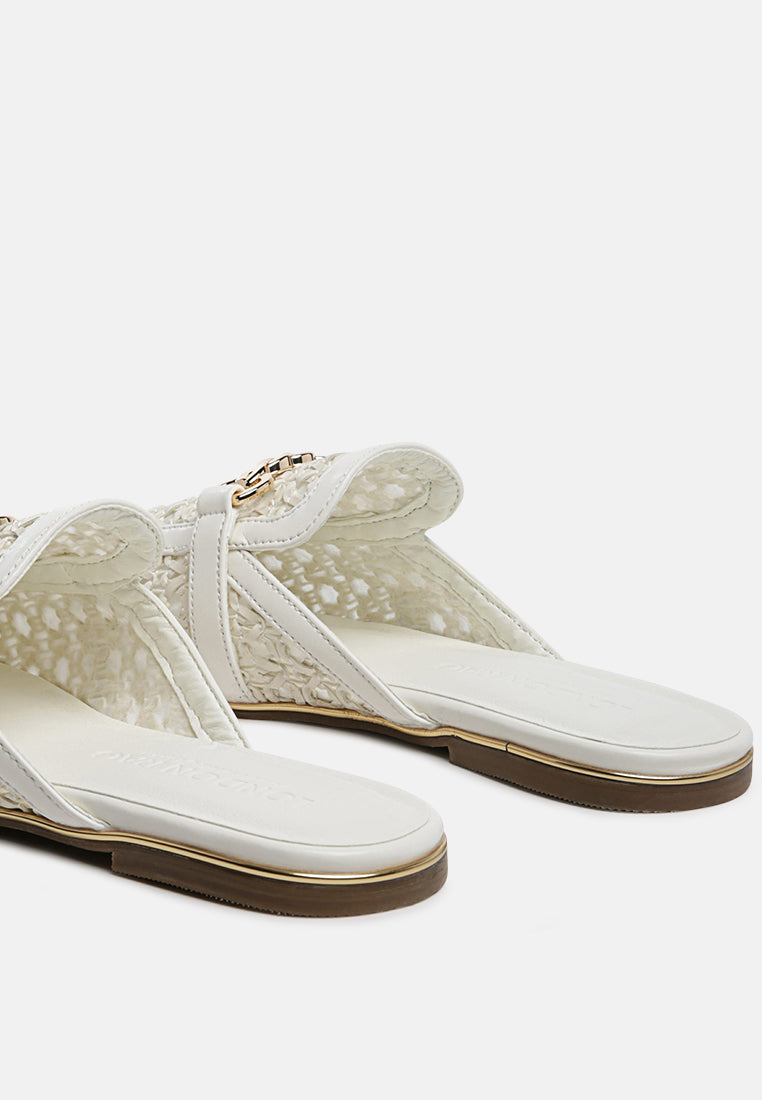 Ophelia Lattice Edge Woven Flat Mules - Glamourous Grace
