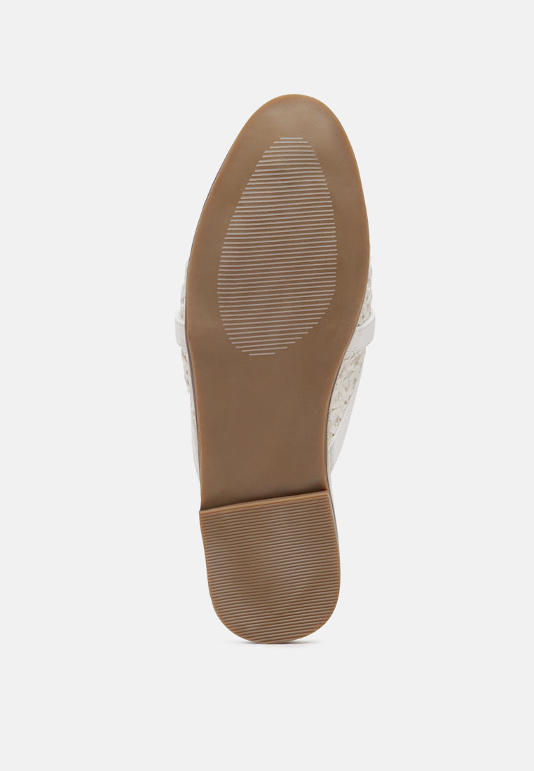 Ophelia Lattice Edge Woven Flat Mules - Glamourous Grace