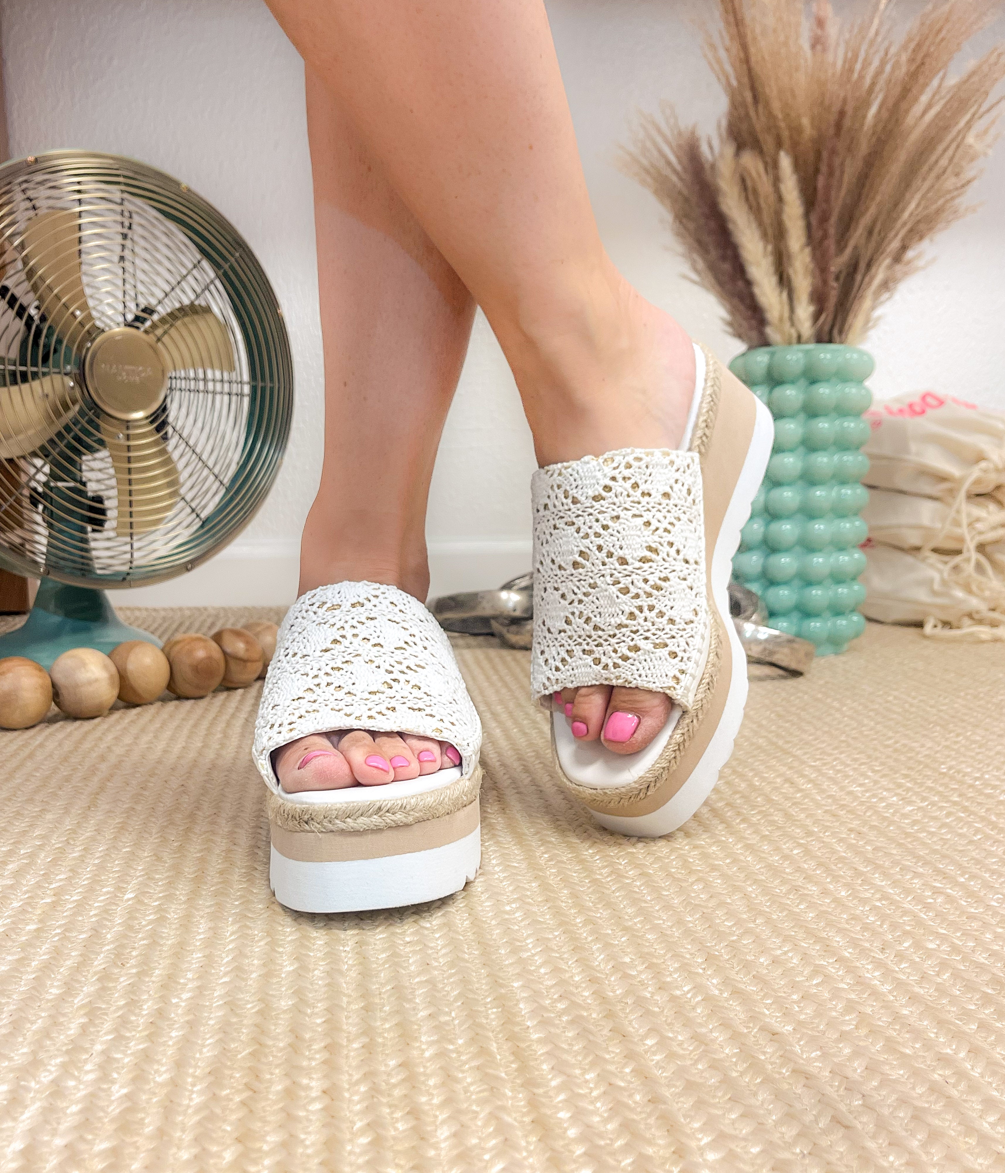 Ophelia Wedges in White - Glamourous Grace