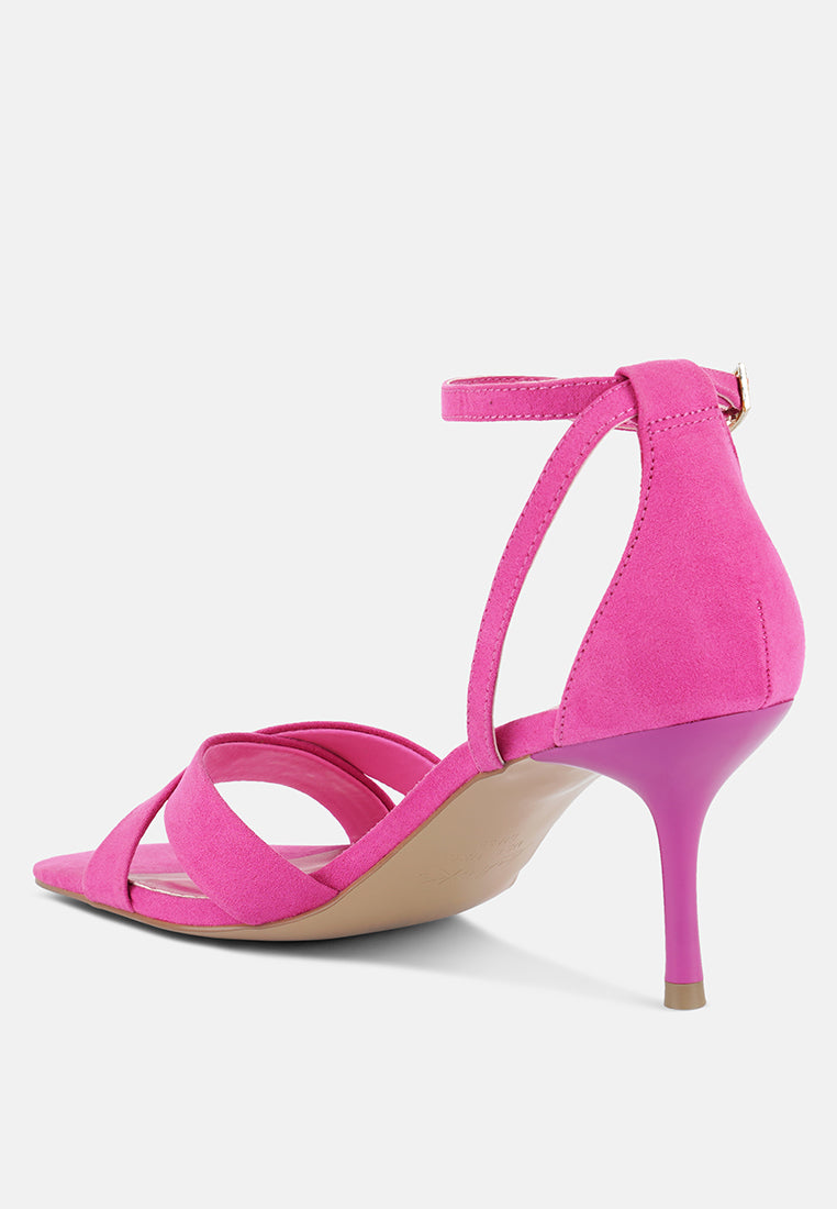 Oraiku Faux Suede Cross Strap Heels - Glamourous Grace
