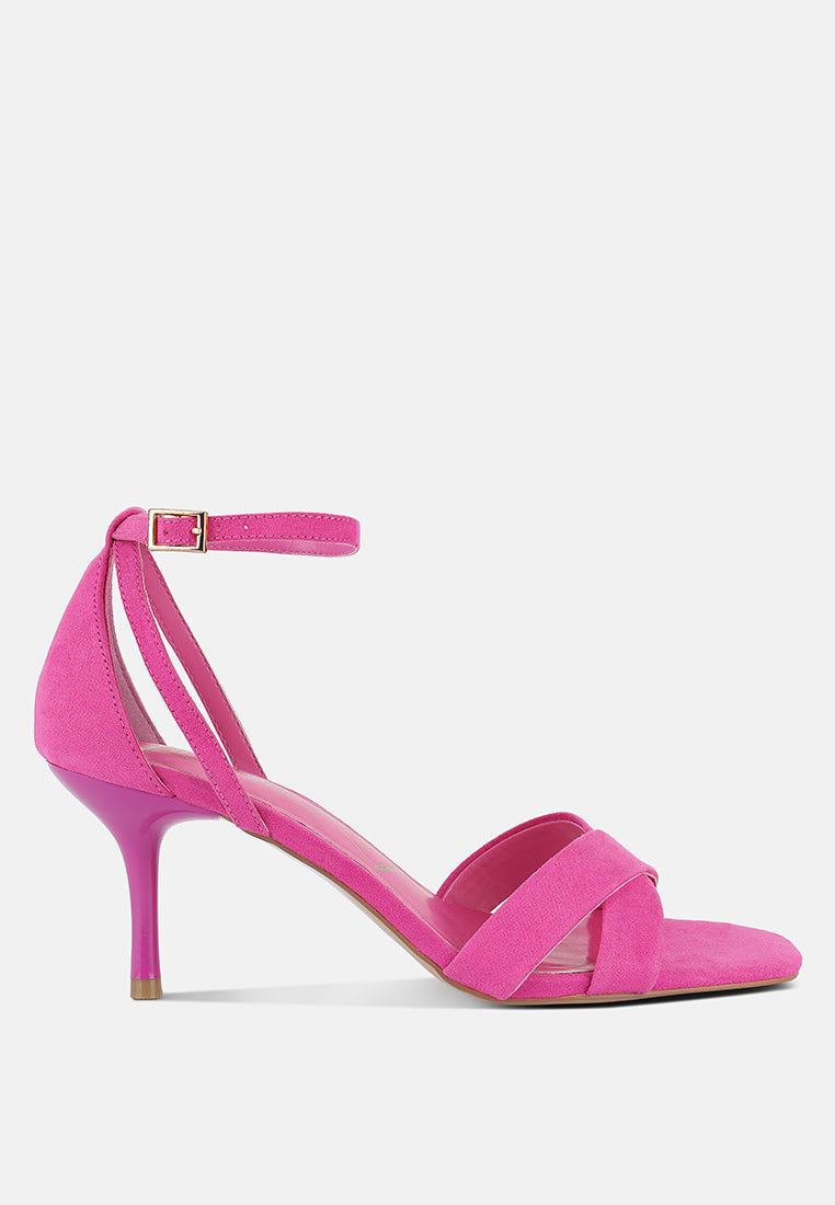 Oraiku Faux Suede Cross Strap Heels - Glamourous Grace
