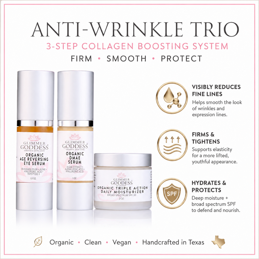 Organic Anti-Wrinkle Trio – 3-Step Collagen Boosting System - Glamourous Grace