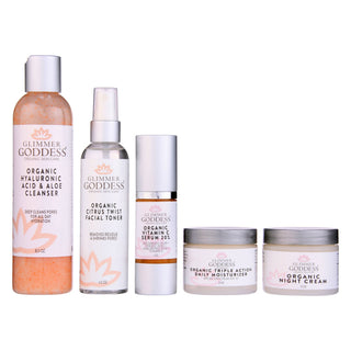 Complete Organic Anti-Wrinkle 5-Step Kit with Vitamin C & SPF 30 - Glamourous Grace