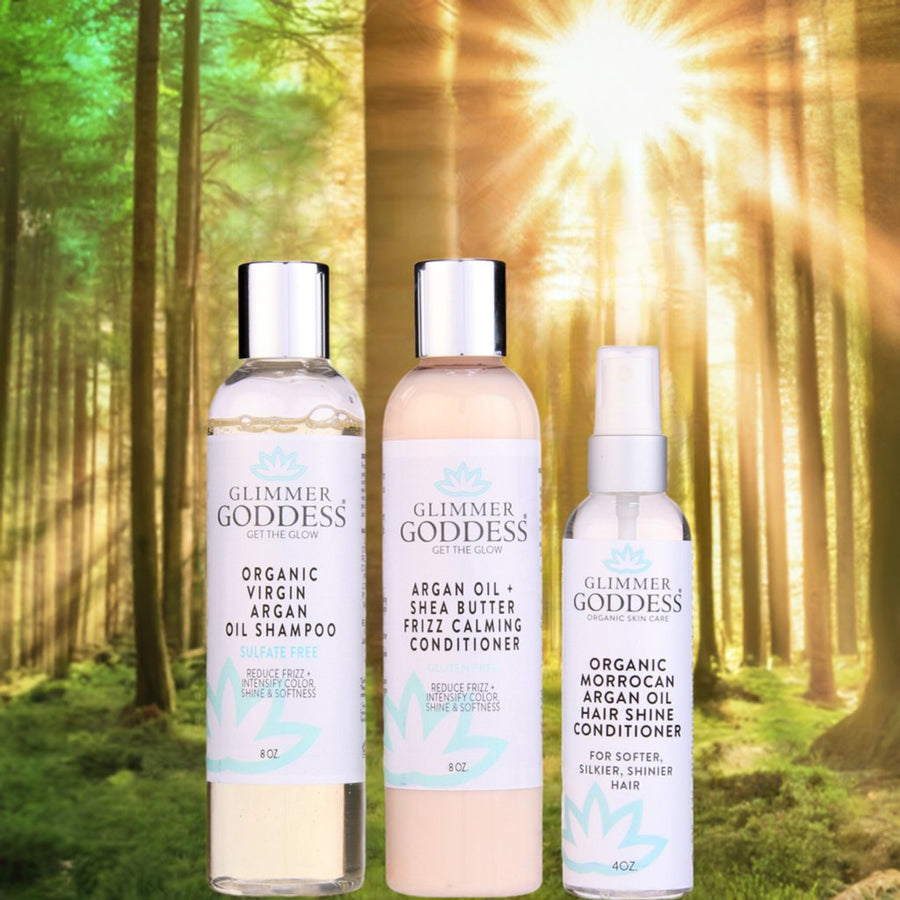 Organic Argan Oil Hair Treatment Trio – Hydrating 3-Step System - Glamourous Grace