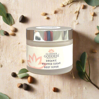 Organic Whipped Sugar Body Scrub 2 oz – Travel Size Crepey Skin Treatment & Exfoliator - Glamourous Grace