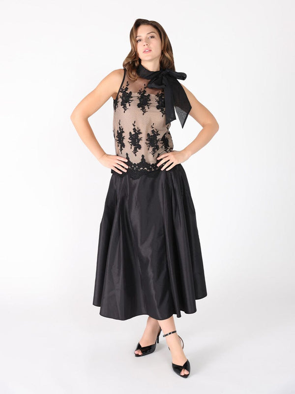 Organza-Like Neck Tie Sleeveless See-Through Top - Glamourous Grace