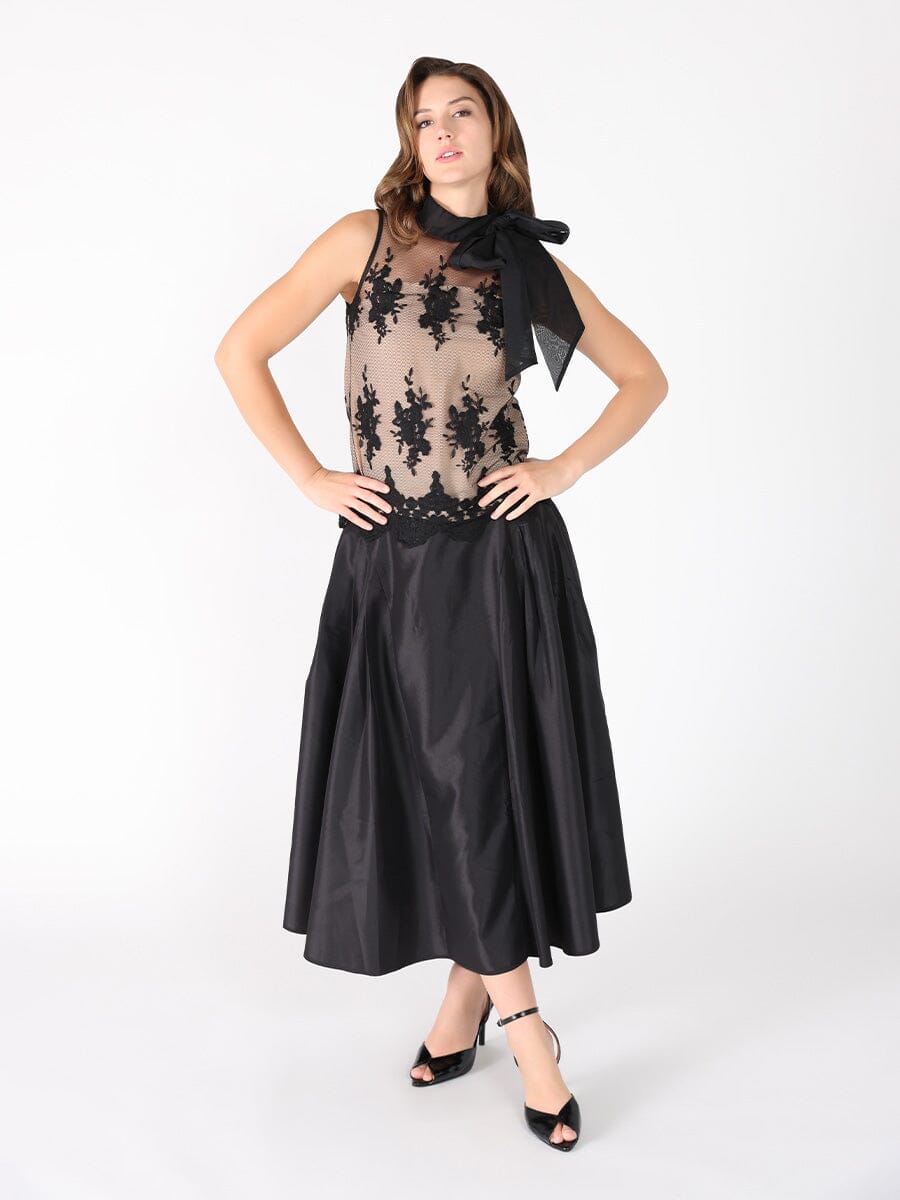 Organza-Like Neck Tie Sleeveless See-Through Top - Glamourous Grace