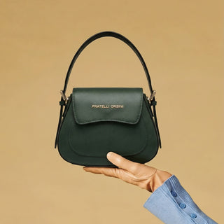 Ottavia (green) - Italian calf leather women's crossbody bag (with shoulder strap) - Glamourous Grace