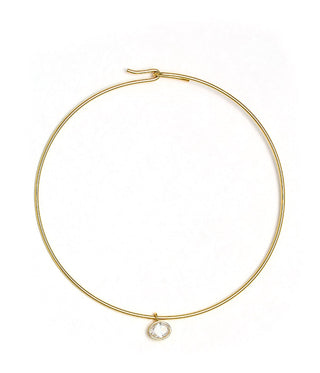 Oval Bezel Collar Necklace- 18k Gold Plated - Belle of the Ball Collection - Glamourous Grace