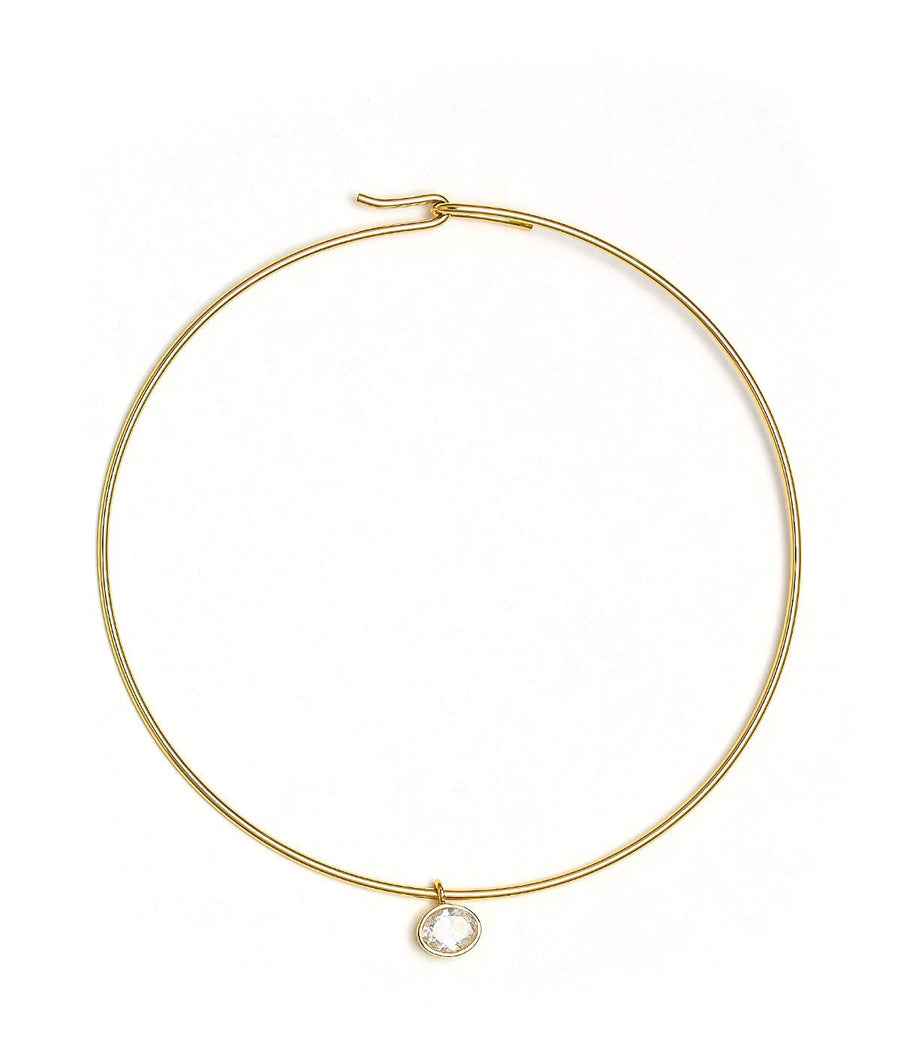 Oval Bezel Collar Necklace- 18k Gold Plated - Belle of the Ball Collection - Glamourous Grace
