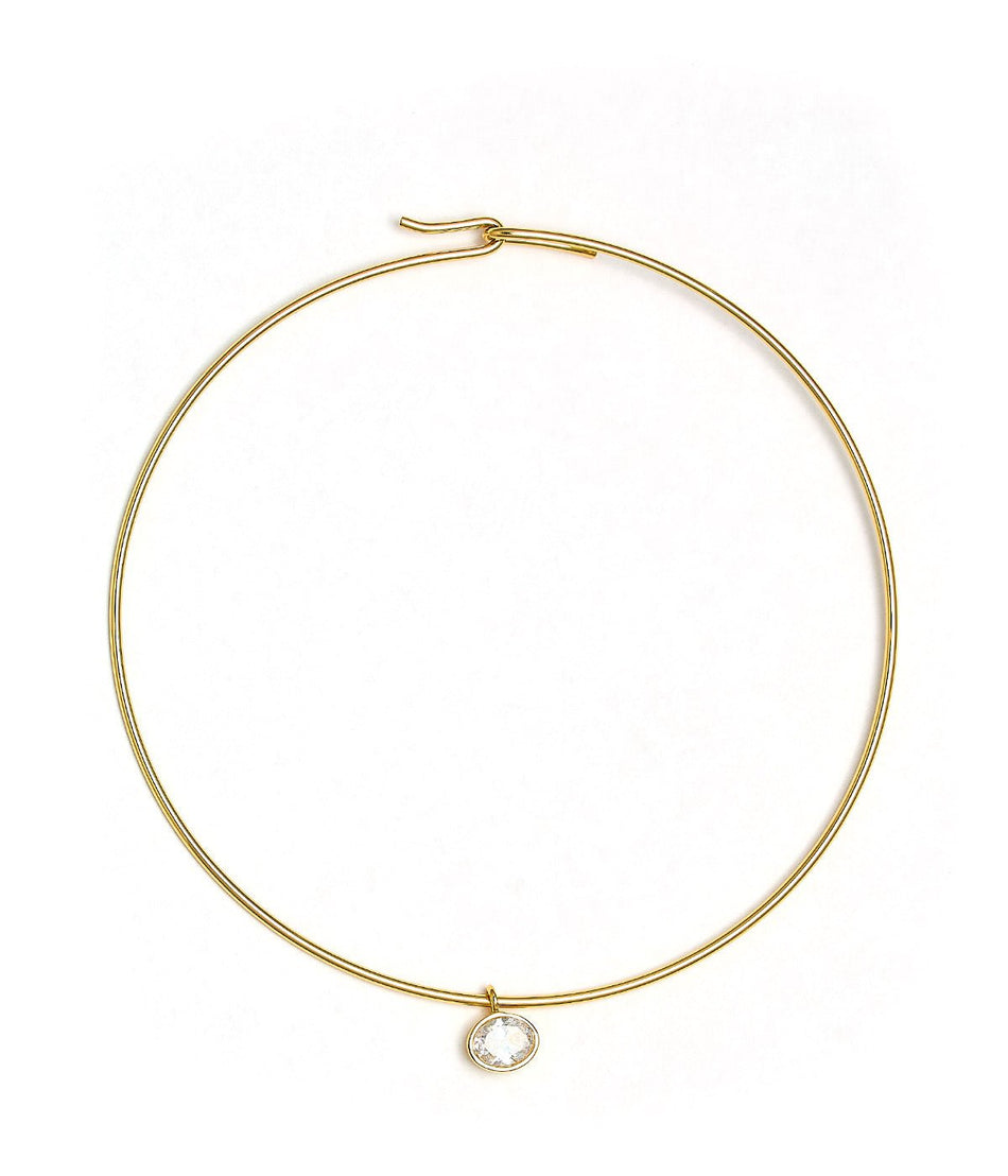 Oval Bezel Collar Necklace- 18k Gold Plated - Belle of the Ball Collection