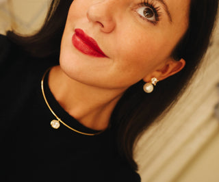 Oval Bezel Collar Necklace- 18k Gold Plated - Belle of the Ball Collection - Glamourous Grace