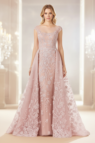 Overskirt Lace Fitted Gown - Glamourous Grace