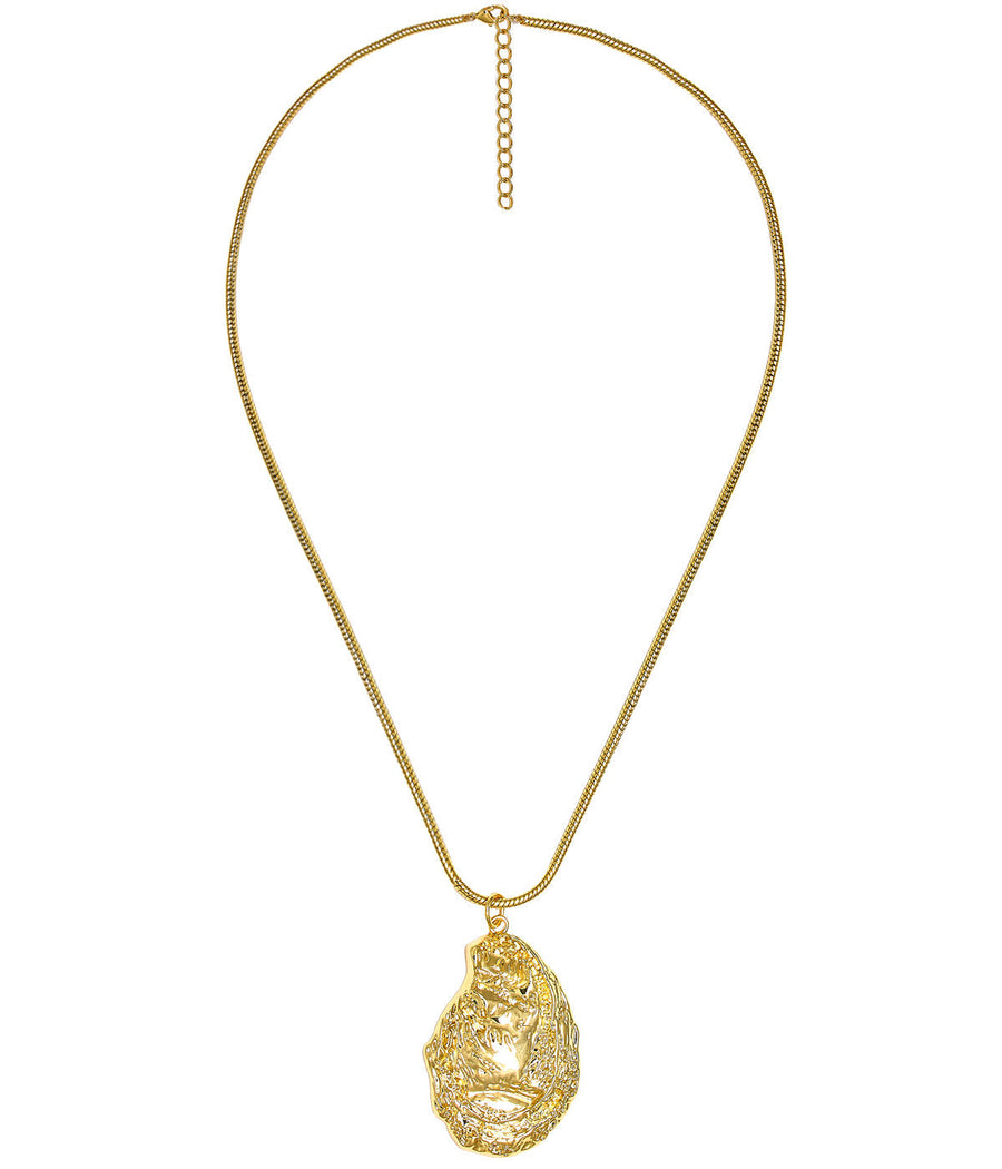 Oyster Pendant - Snake Chain - 18k Plated Necklace - Glamourous Grace