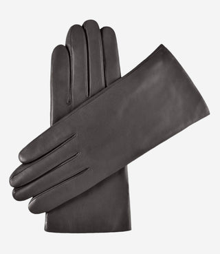 Isabella (charcoal) - Italian lambskin leather gloves with cashmere lining - Glamourous Grace