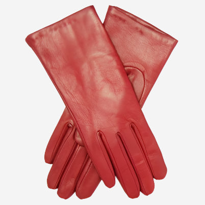 Isabella (deep red) - Italian lambskin leather gloves with cashmere lining - Glamourous Grace
