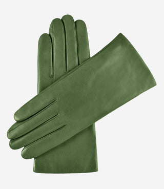 Isabella (green) - Italian lambskin leather gloves with cashmere lining - Glamourous Grace