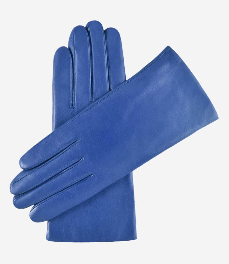 Isabella (high blue) - Italian lambskin leather gloves with cashmere lining - Glamourous Grace
