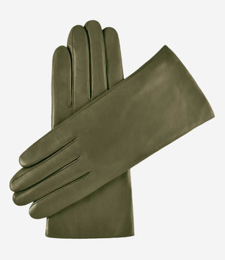 Isabella (olive) - Italian lambskin leather gloves with cashmere lining - Glamourous Grace