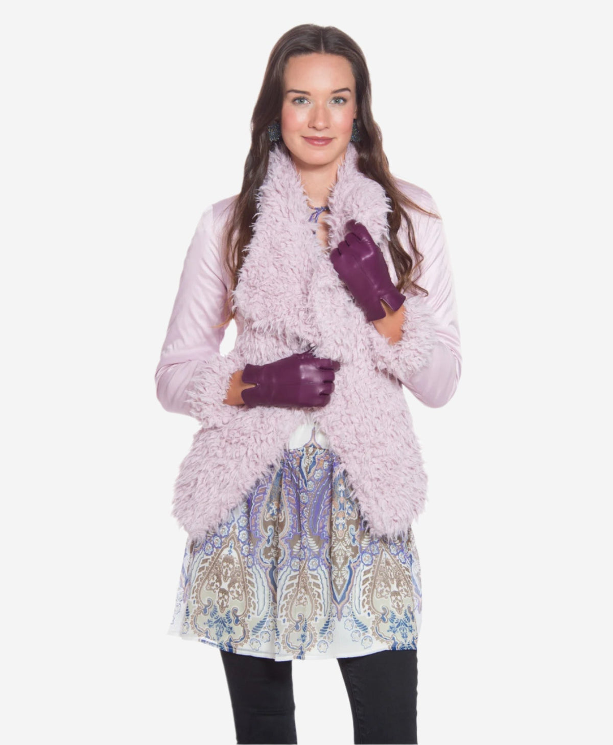Margherita (eggplant) - Italian lambskin leather gloves with cashmere lining - Glamourous Grace