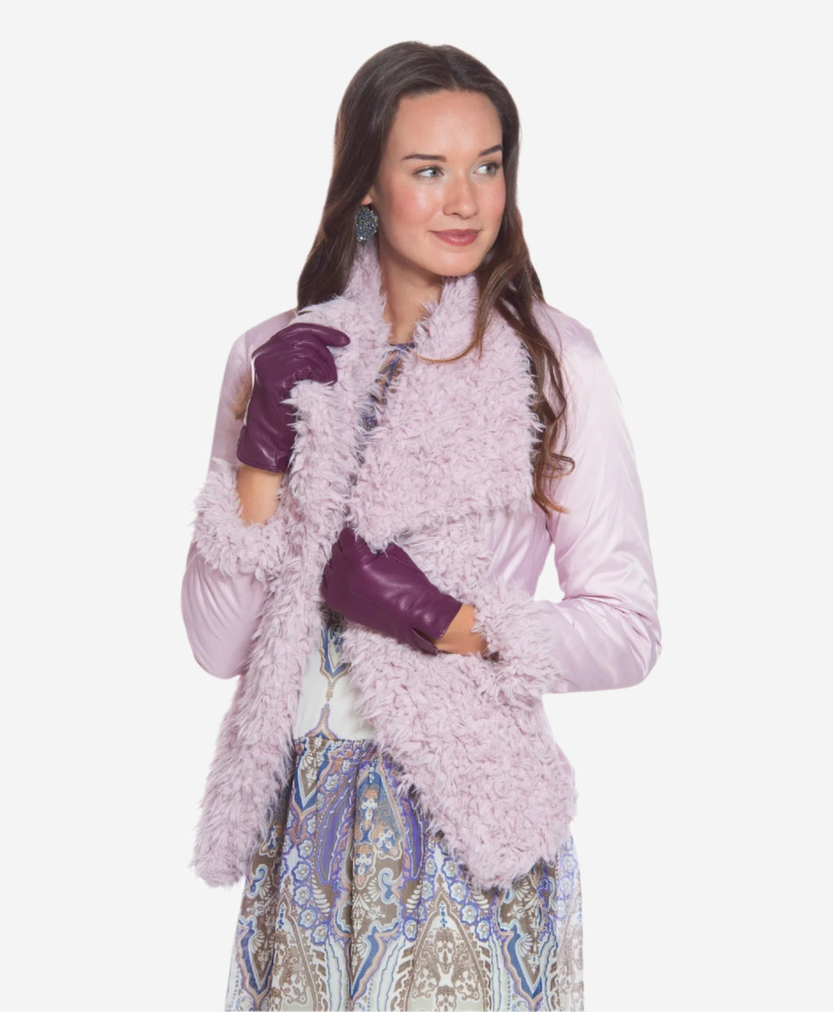 Margherita (eggplant) - Italian lambskin leather gloves with cashmere lining - Glamourous Grace