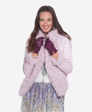Margherita (eggplant) - Italian lambskin leather gloves with cashmere lining - Glamourous Grace