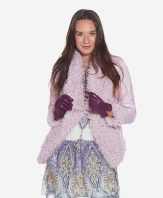 Margherita (eggplant) - Italian lambskin leather gloves with cashmere lining - Glamourous Grace