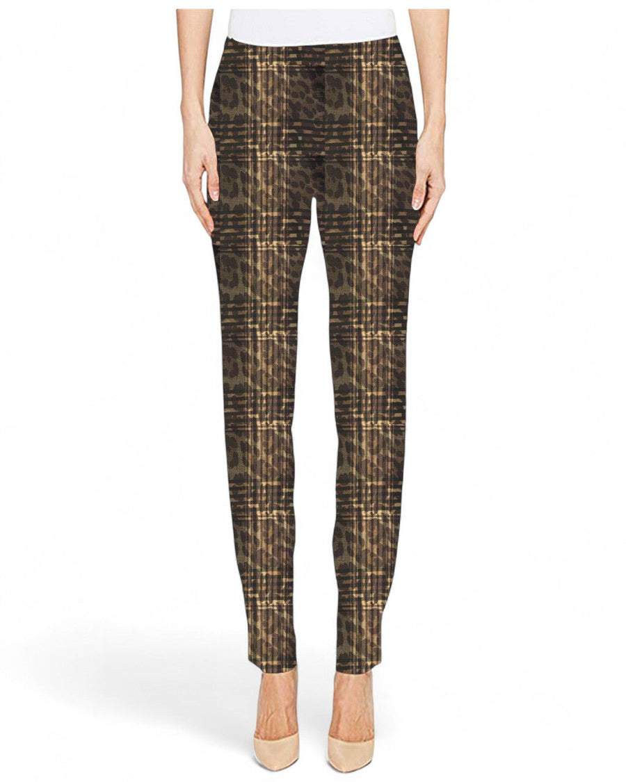 Krazy Larry P507 Pull on Pant - Brown Plaid - Glamourous Grace
