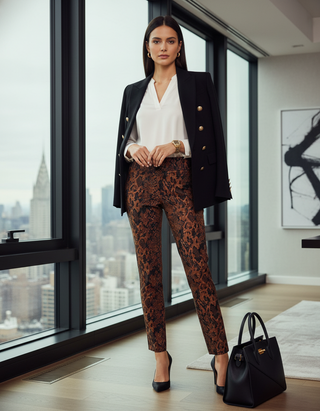 Krazy Larry P507 Pull on Pant - Brown Python