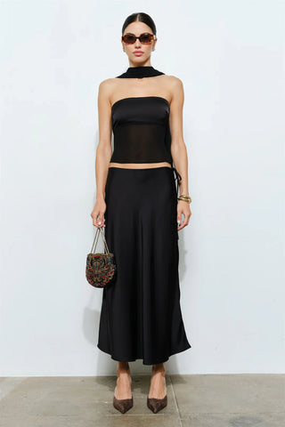 Calliope Black Strapless Scarf Top - Glamourous Grace