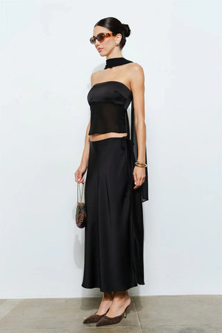 Calliope Black Strapless Scarf Top - Glamourous Grace