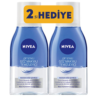 Nivea Double Effect Eye Makeup Remover (2-Pack) - Gentle, Waterproof, Non-Oily - Blue Cornflower Extract, Soothes & Protects Lashes - Glamourous Grace