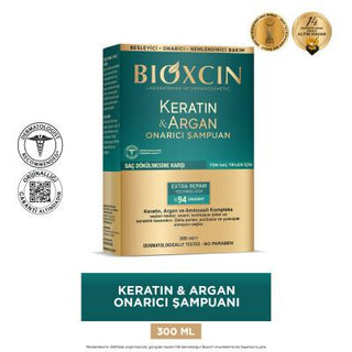 Bioxcin Keratin Argan Repair Shampoo - Nourishing and Repairing Damaged Hair with Keratin, Argan Oil, and Vitamins - Glamourous Grace
